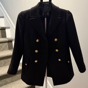 LOFT Black Pea Coat with Gold Buttons